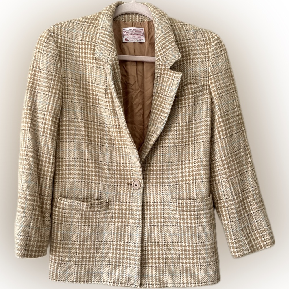 Pendleton 70’s Vintage virgin Wool houndstooth Blazer/Jacket Women Size 4